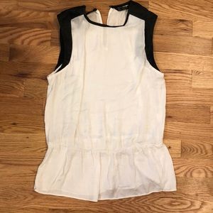 White blouse with leather detail